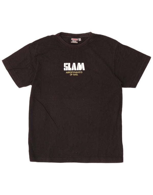 Slam Ανδρικό γραφικό T-Shirt Top Μεσαίο μαύρο βαμβακερό