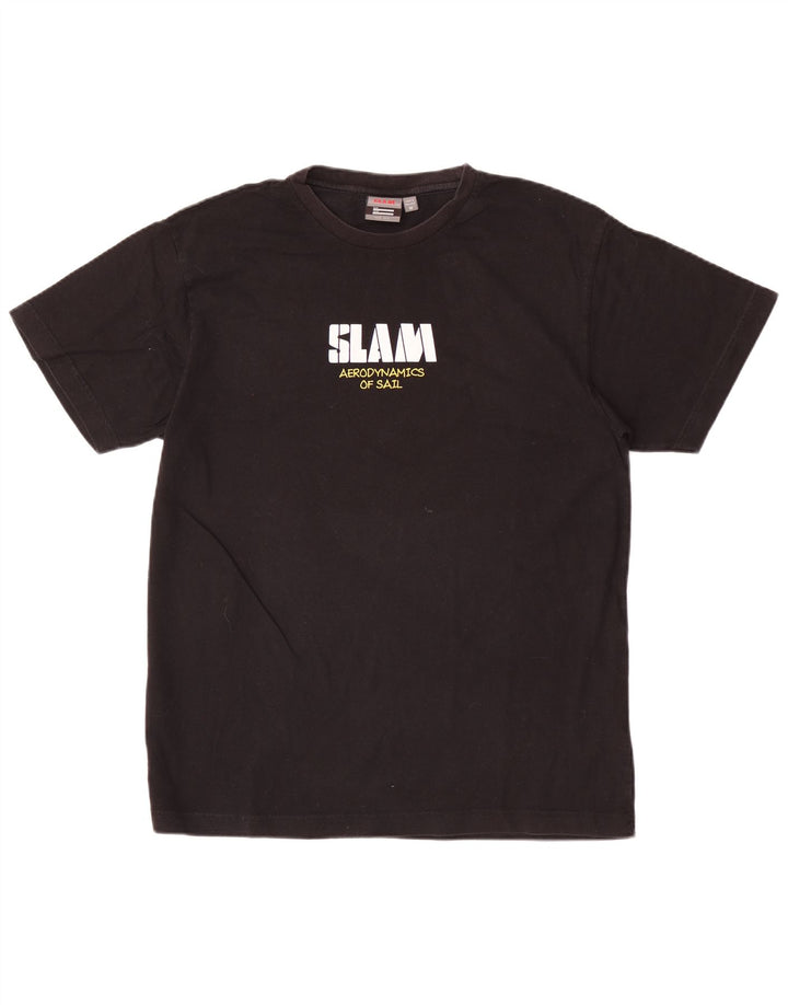 Slam Ανδρικό γραφικό T-Shirt Top Μεσαίο μαύρο βαμβακερό