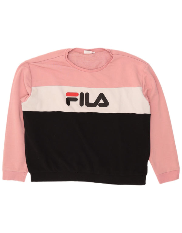 Γυναικείο γραφικό φούτερ FILA Jumper UK 24 4XL Pink Colourblock Βαμβακερό