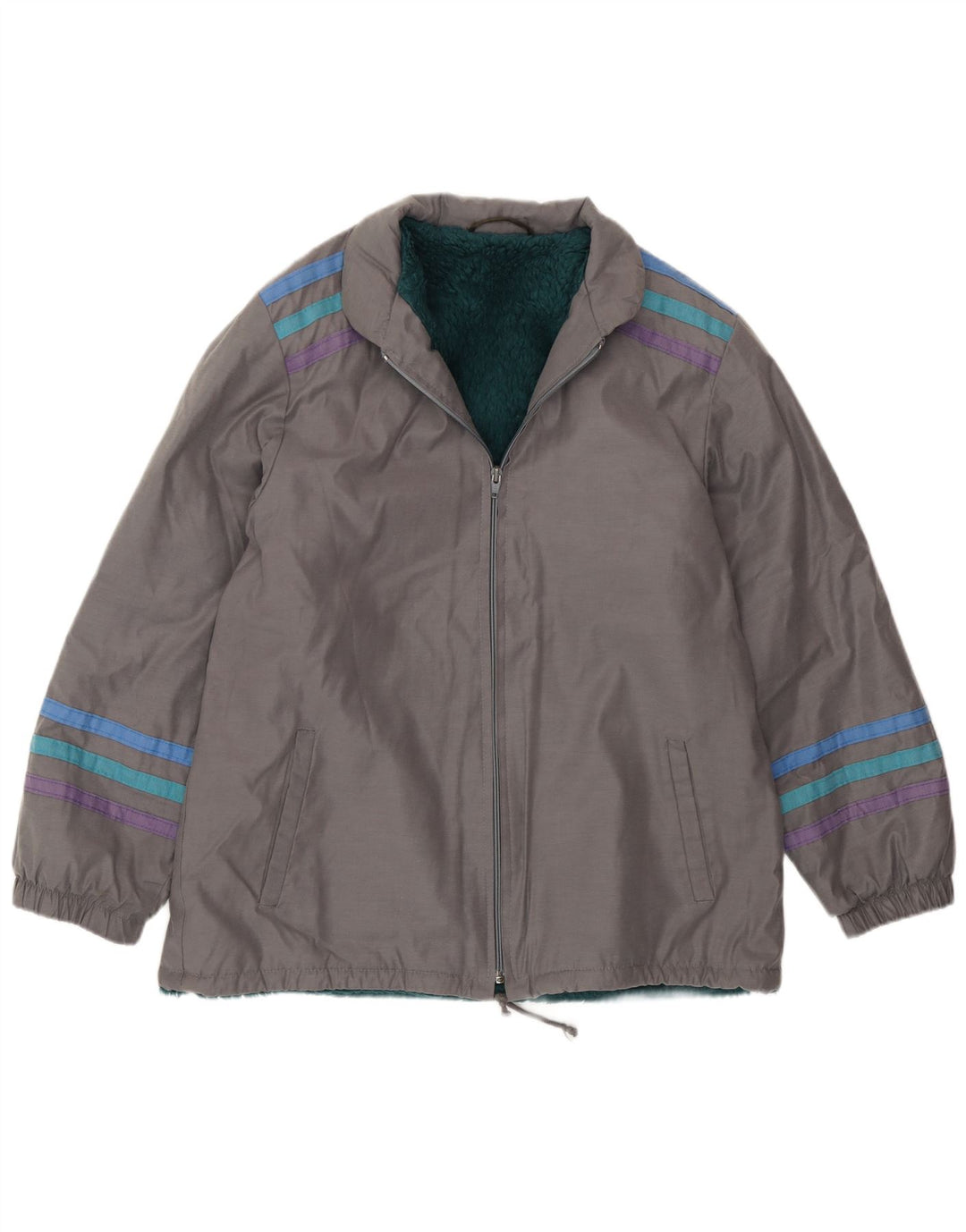 Vintage Ανδρικό Μπουφάν Windbreaker UK 38 Medium Grey ριγέ