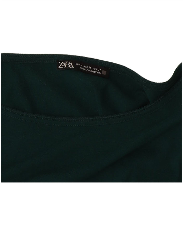 Zara Γυναικείο Crop Top Μακρυμάνικο UK 14 Medium Green
