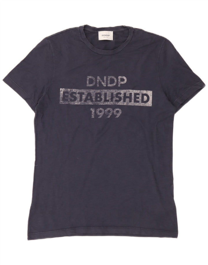 Ανδρικό γραφικό T-Shirt Dondup Top από μεσαίο μπλε ναυτικό βαμβακερό