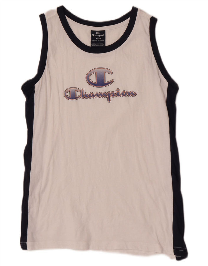 Champion Boys Graphic Vest Top 11-12 Years Large White Colourblock