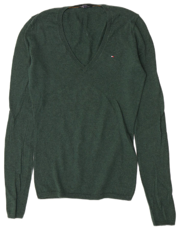 Tommy Hilfiger γυναικείο πουλόβερ με κανονική εφαρμογή με V λαιμόκοψη UK 6 XS Πράσινο