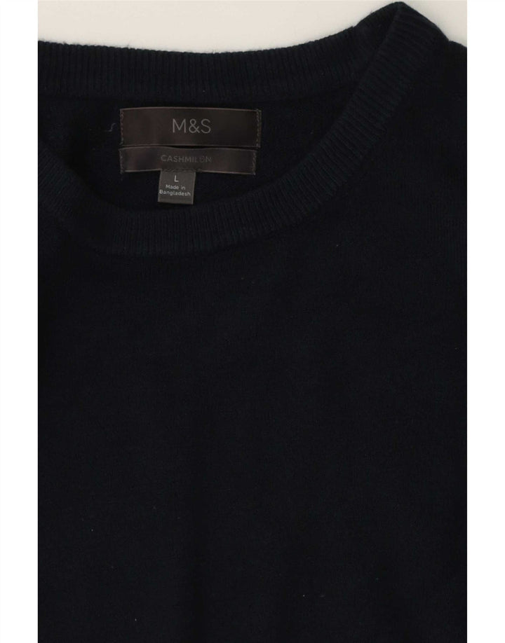 Marks & Spencer Ανδρικό πουλόβερ με λαιμόκοψη μεγάλου μπλε κασμίρ