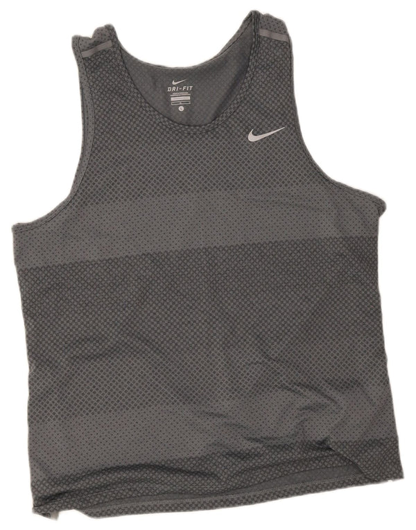 Ανδρικό φανελάκι Nike Dri Fit Large γκρι ριγέ πολυεστέρας