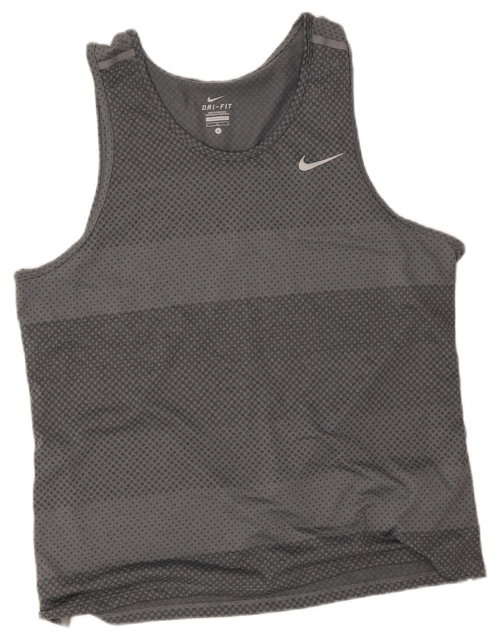 Ανδρικό φανελάκι Nike Dri Fit Large γκρι ριγέ πολυεστέρας