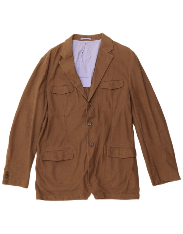 MASSIMO DUTTI Ανδρικό σακάκι 3 κουμπιών UK 40 μεγάλο καφέ βαμβακερό