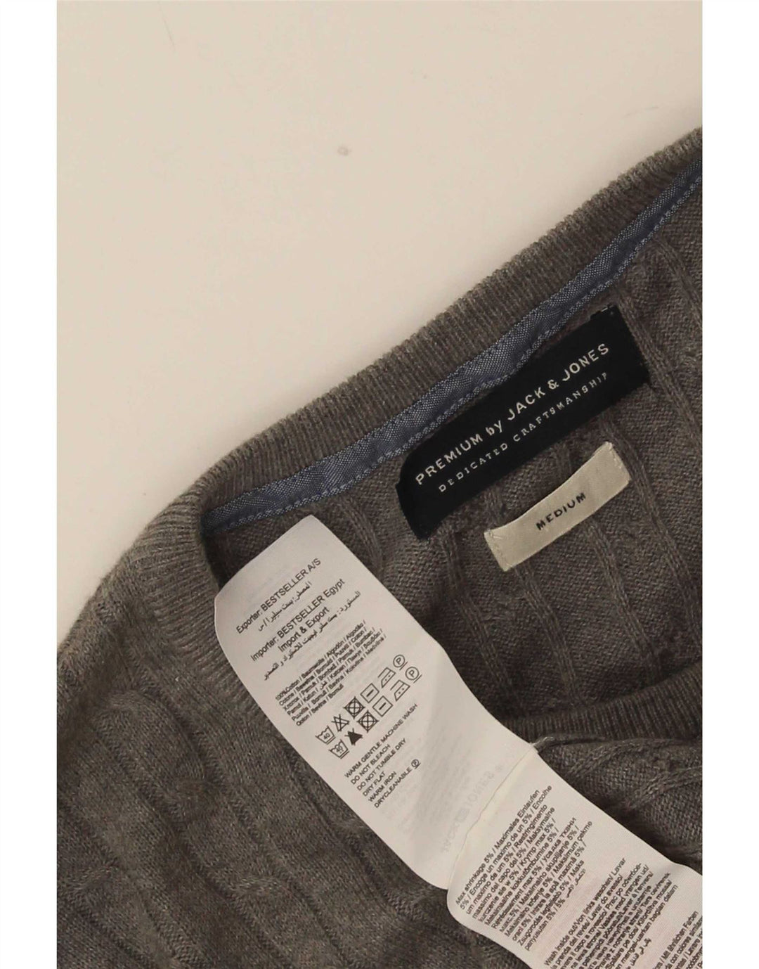 Jack & Jones Ανδρικό πουλόβερ με λαιμόκοψη μεσαίου γκρι βαμβακερό