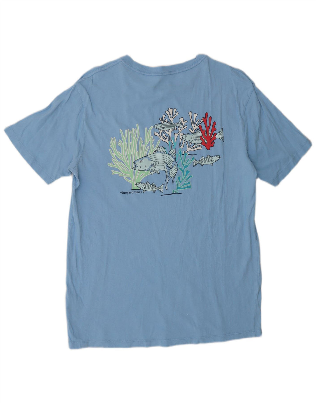 Vineyard Vines Ανδρικό γραφικό T-Shirt Top Μικρό μπλε βαμβακερό ψάρι