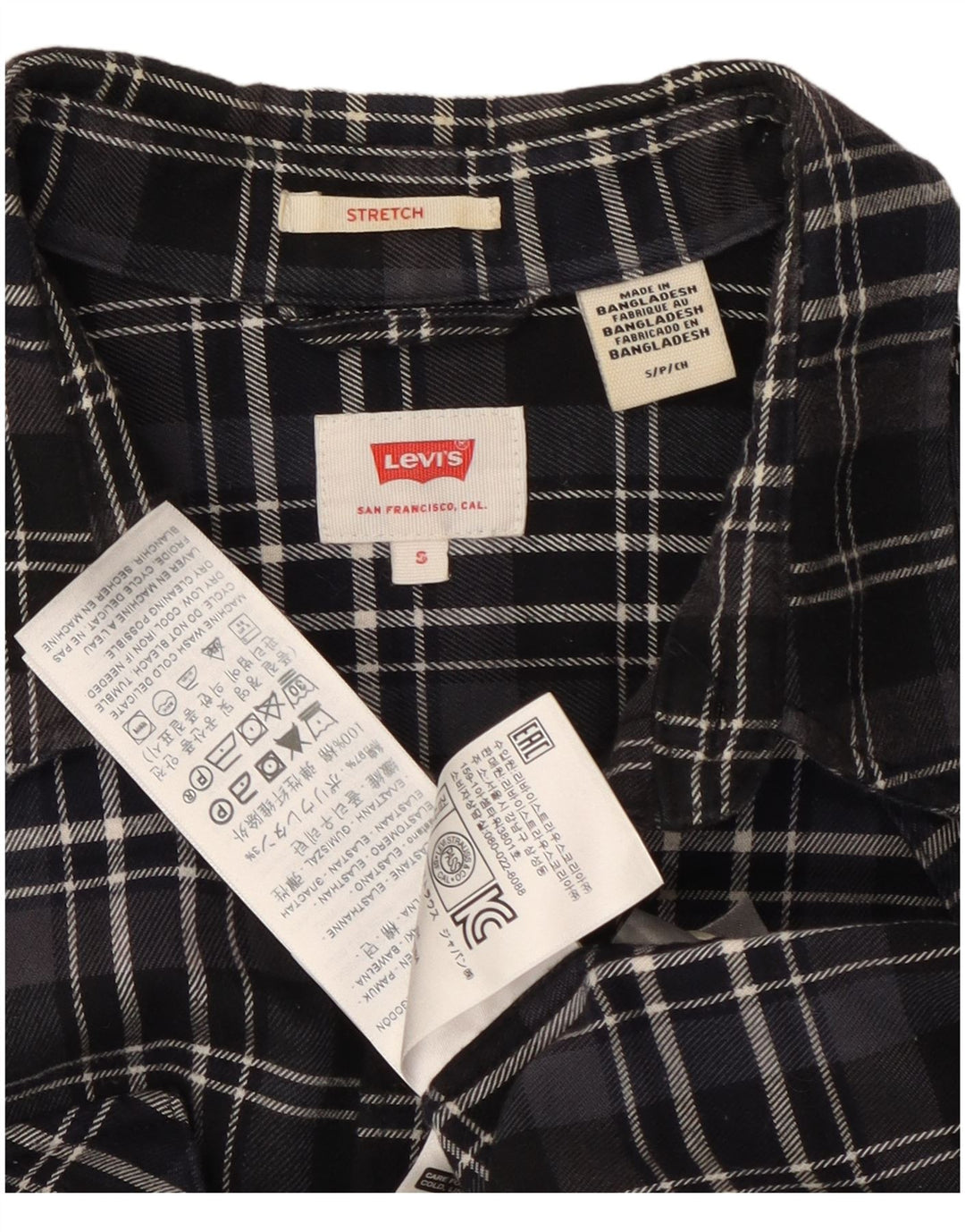 Ανδρικό πουκάμισο LEVI'S Stretch Flannel Μικρό μαύρο βαμβακερό