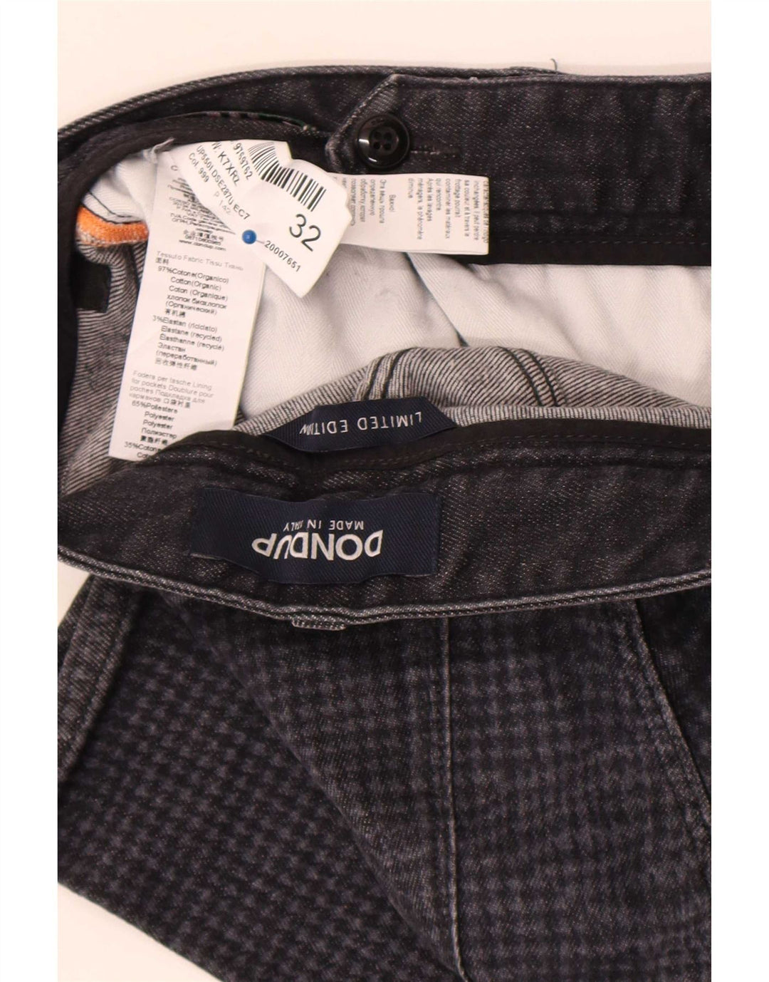 Dondup Ανδρικό Slim Jeans W32 L30 Γκρι βαμβακερό Houndstooth