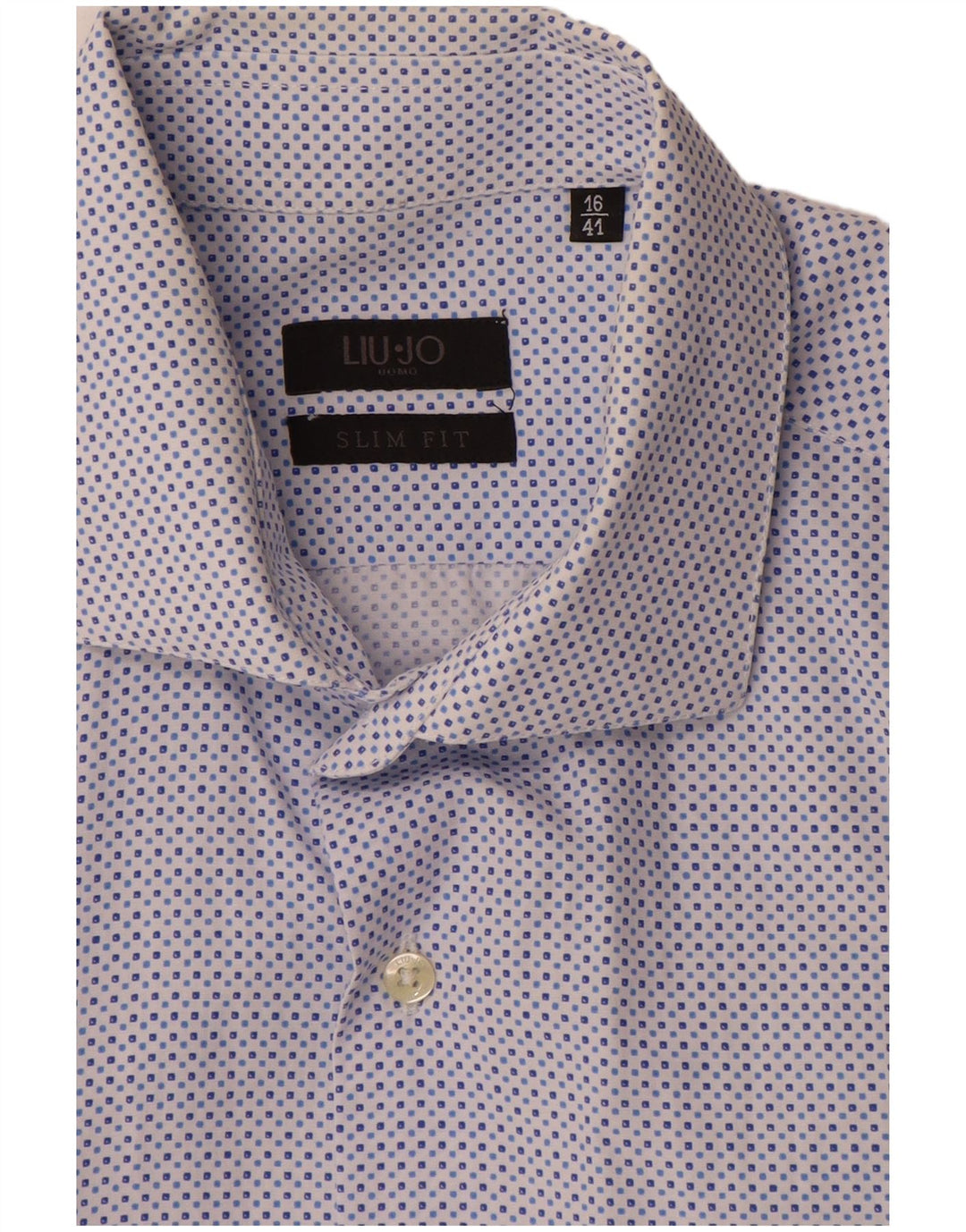 Liu Jo Ανδρικό Πουκάμισο Slim Fit Μέγεθος 16 41 Μεγάλο Μπλε Γεωμετρικό