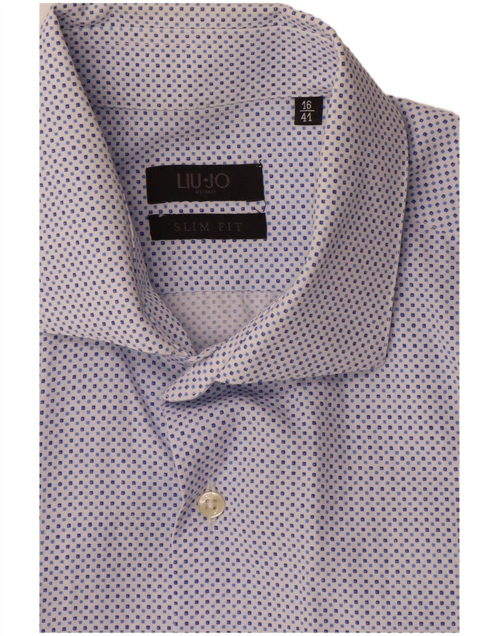 Liu Jo Ανδρικό Πουκάμισο Slim Fit Μέγεθος 16 41 Μεγάλο Μπλε Γεωμετρικό