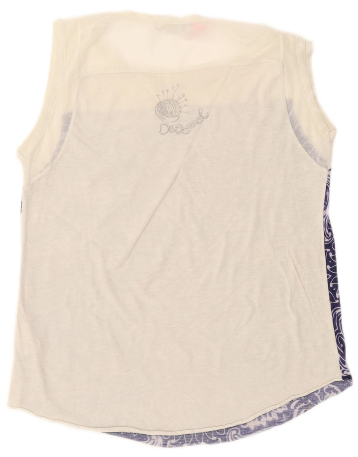 Γυναικείο γραφικό γιλέκο Desigual Top UK 14 Large White Paisley Polyester