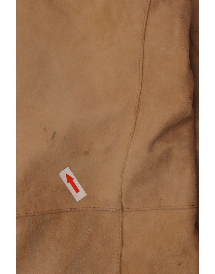 Vintage Γυναικείο Suede Leather Coat UK 12 Medium Beige Leather