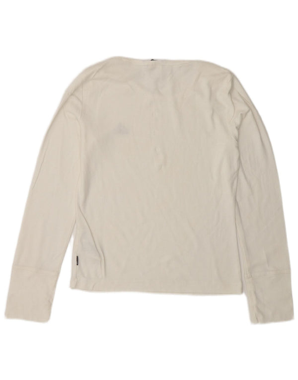 Γυναικείο τοπ ADIDAS Μακρυμάνικο UK 10 Small White Βαμβακερό