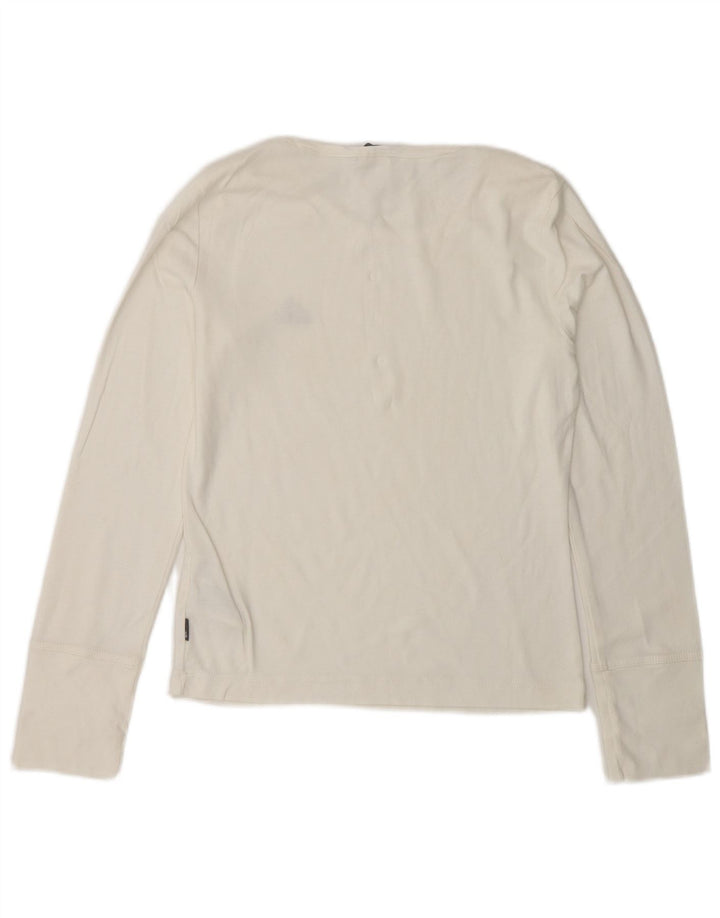 Γυναικείο τοπ ADIDAS Μακρυμάνικο UK 10 Small White Βαμβακερό