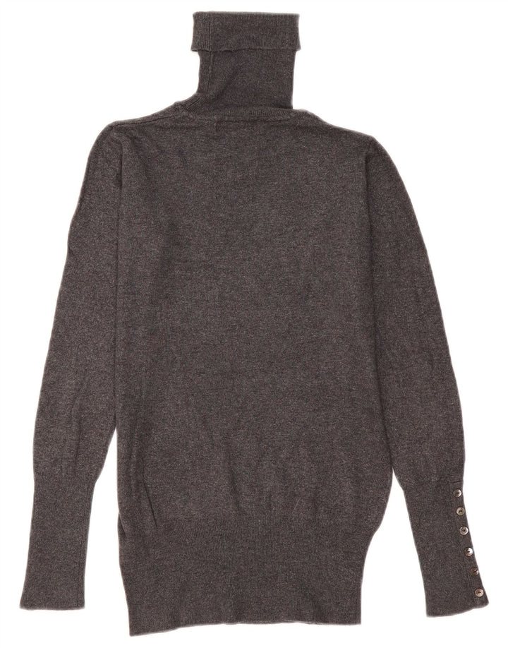 Zara Γυναικείο πουλόβερ με ρολό λαιμόκοψη UK 10 Small Grey Rayon
