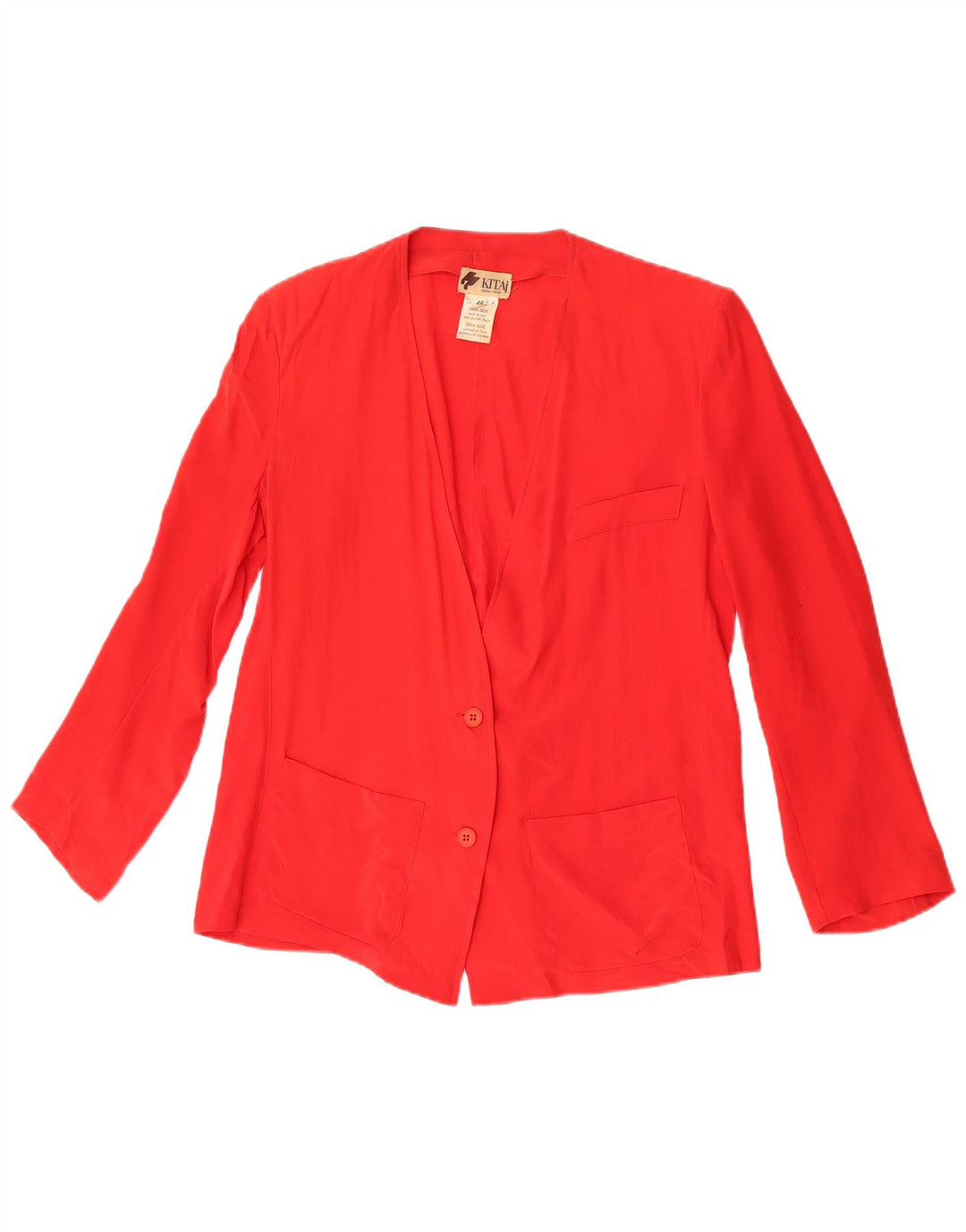 Vintage Γυναικείο Μπουφάν 2 Κουμπιά Blazer IT 46 Μεγάλο Κόκκινο Μεταξωτό