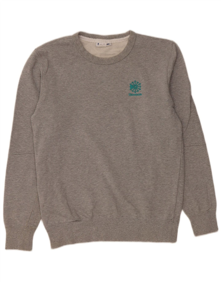 REEBOK Γυναικείο φούτερ υπερμεγέθη Jumper UK 10 Μικρό γκρι βαμβακερό