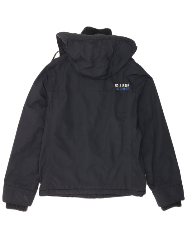 Ανδρικό μπουφάν με κουκούλα Hollister UK 38 Medium Navy Blue Nylon