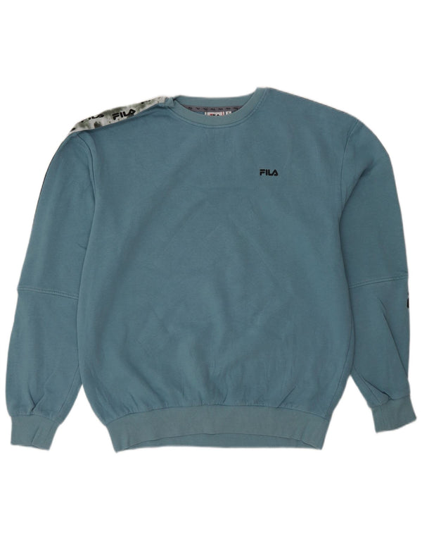 Ανδρικό γραφικό φούτερ FILA Jumper Small Blue Colourblock Βαμβακερό