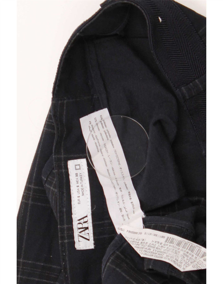 Zara Ανδρικό παντελόνι Chino Slim Small W30 L29 Navy Blue Check Polyester