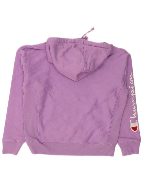 Champion Womens Graphic Oversized Hoodie Jumper UK 10 Small Purple Cotton