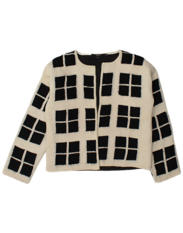 Seventy Womens Crop Open Cardigan πουλόβερ IT 42 Medium Off White Geometric