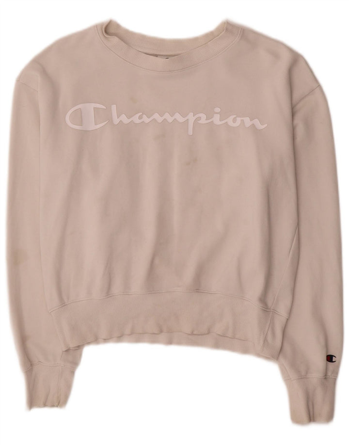 Champion Γυναικείο Γραφικό Φούτερ Jumper UK 14 Μεσαίο λευκό βαμβακερό