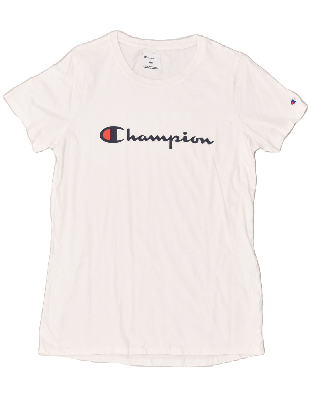 CHAMPION Womens Graphic T-Shirt Top UK 12 Medium White Cotton | Vintage Champion | Thrift | Second-Hand Champion | Used Clothing | Messina Hembry 