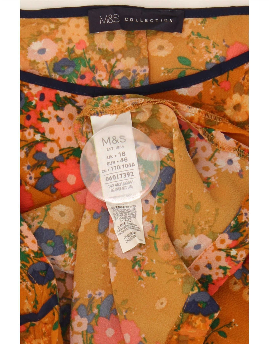 Marks & Spencer Γυναικεία Μπλούζα Oversized Top UK 18 XL Orange Floral