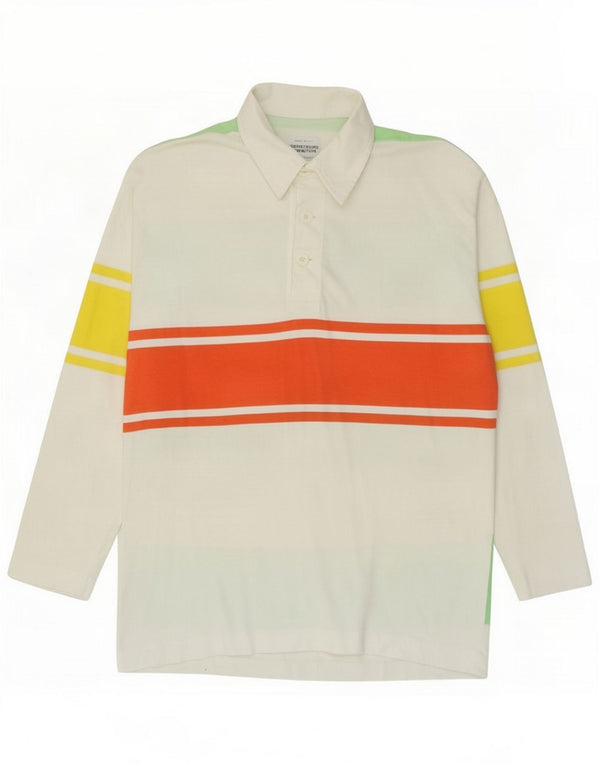 Benetton Ανδρικό μακρυμάνικο μπλουζάκι ράγκμπι polo Medium White Colourblock