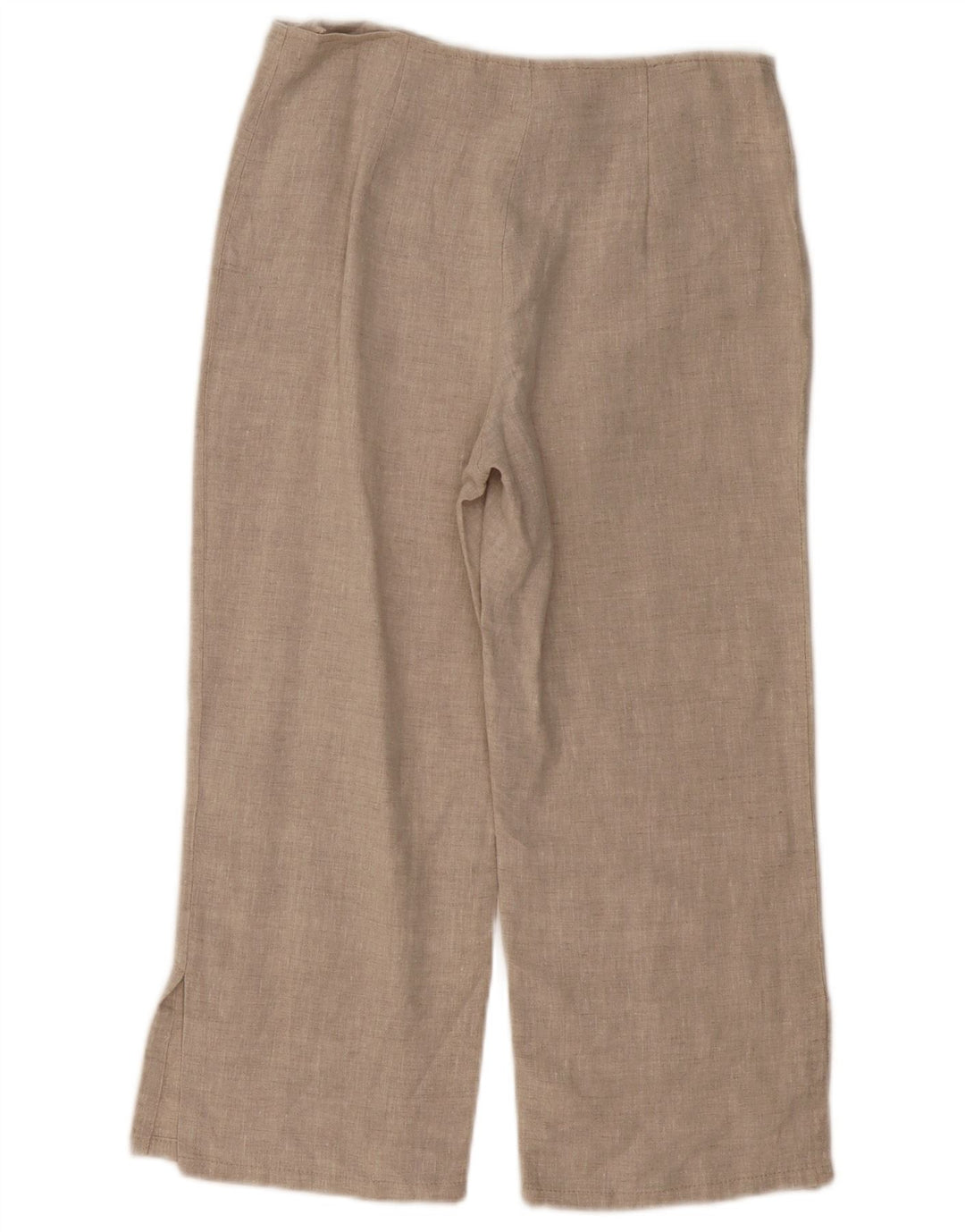 VINTAGE Γυναικείο ίσιο παντελόνι Capri UK 10 Small W30 L21 Beige λινό