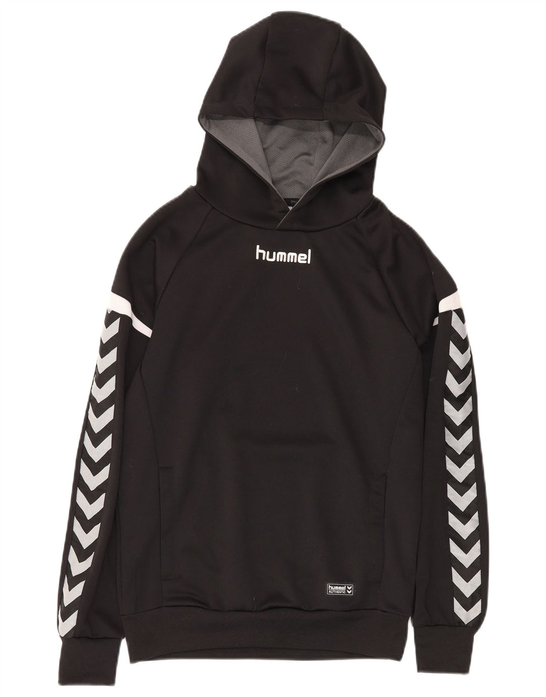 HUMMEL Boys Graphic Hoodie Jumper 15-16 Years Large Black Colourblock
