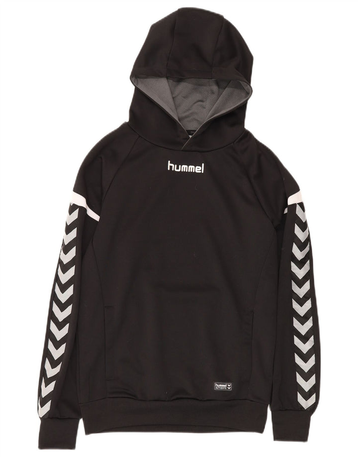 HUMMEL Boys Graphic Hoodie Jumper 15-16 Years Large Black Colourblock