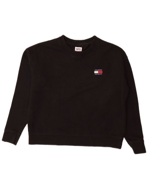 Tommy Hilfiger Γυναικεία Φούτερ Jumper UK 16 Large Μαύρο Βαμβακερό