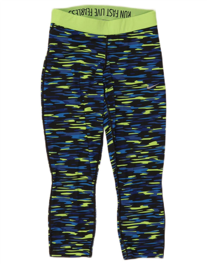 Γυναικεία κολάν Nike Dri Fit Capri UK 10 Small Blue Camouflage Polyester