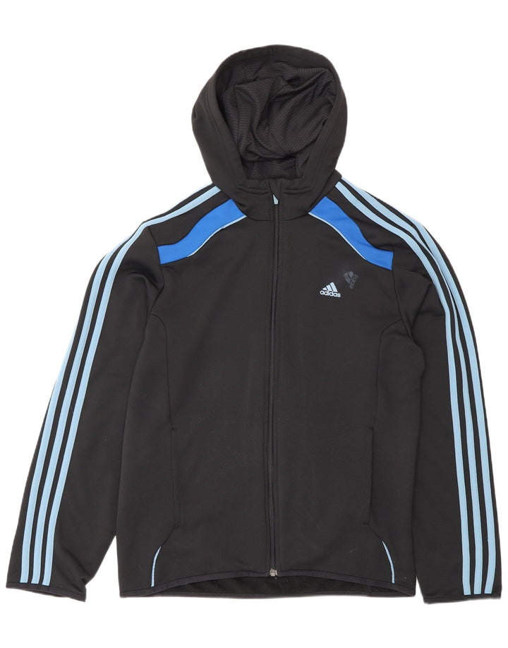 Ανδρικό πουλόβερ με κουκούλα με φερμουάρ Adidas Αθλητικό μεσαίο μαύρο πολυεστέρα