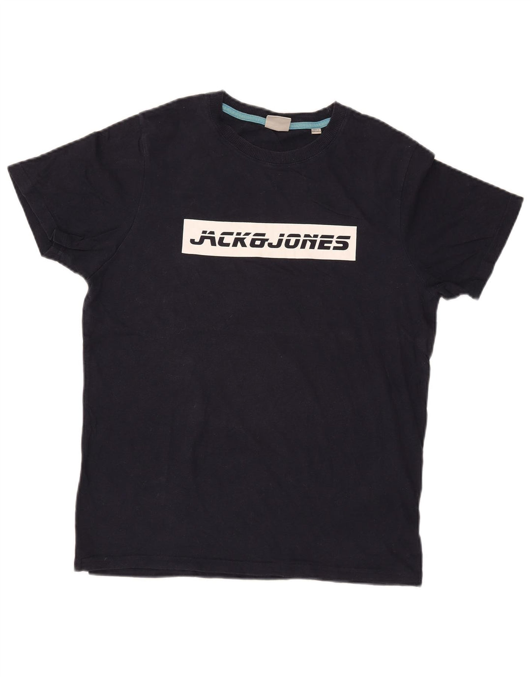 Ανδρικό γραφικό μπλουζάκι JACK & JONES Τοπ μεσαίου μπλε βαμβακερό