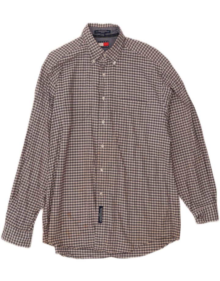 TOMMY HILFIGER Mens Shirt Size 15 1/2 34/35 Medium Brown Check Cotton Vintage Tommy Hilfiger and Second-Hand Tommy Hilfiger from Messina Hembry 