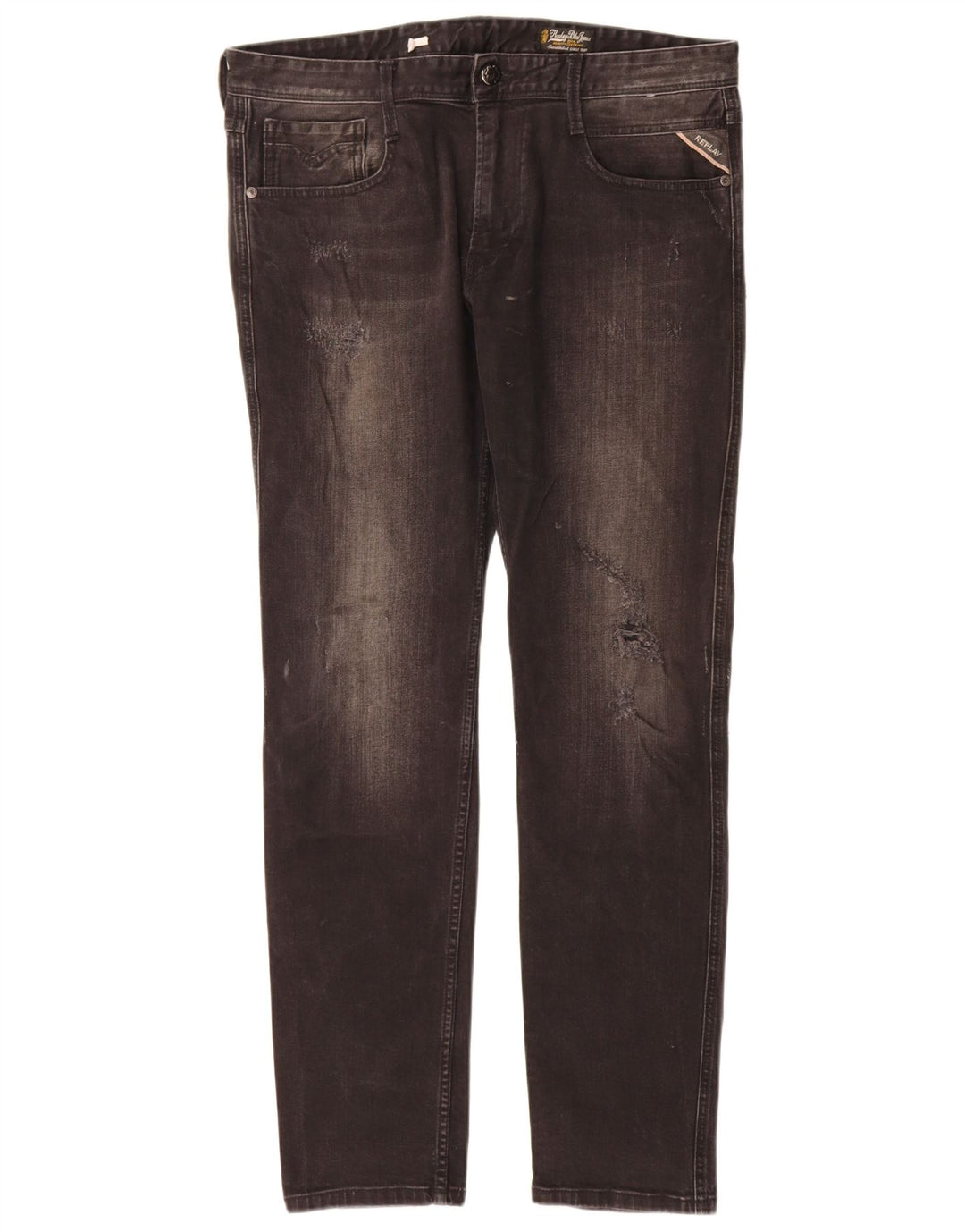 Replay Womens Distressed Slim Jeans W34 L32 Black