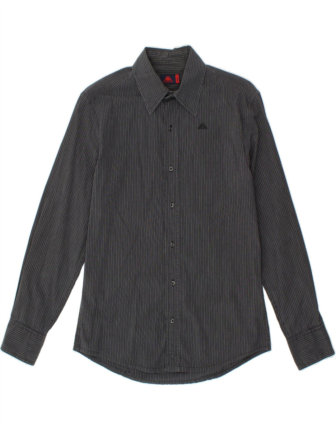 KAPPA Mens Shirt Small Grey Pinstripe Cotton Vintage Kappa and Second-Hand Kappa from Messina Hembry 