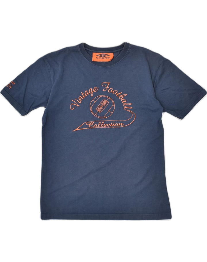 UMBRO Womens Graphic T-Shirt Top UK 10 Small Blue Cotton | Vintage | Thrift | Second-Hand | Used Clothing | Messina Hembry 