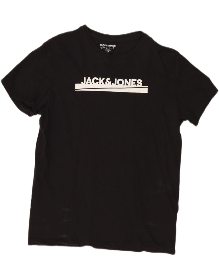 JACK & JONES Ανδρικό γραφικό T-Shirt Top Μεσαίο μαύρο βαμβακερό