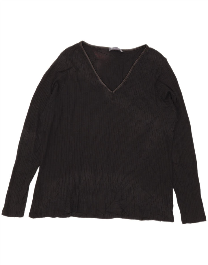 Marks & Spencer Γυναικεία μπλούζα μακρυμάνικη UK 24 4XL μαύρη βισκόζη