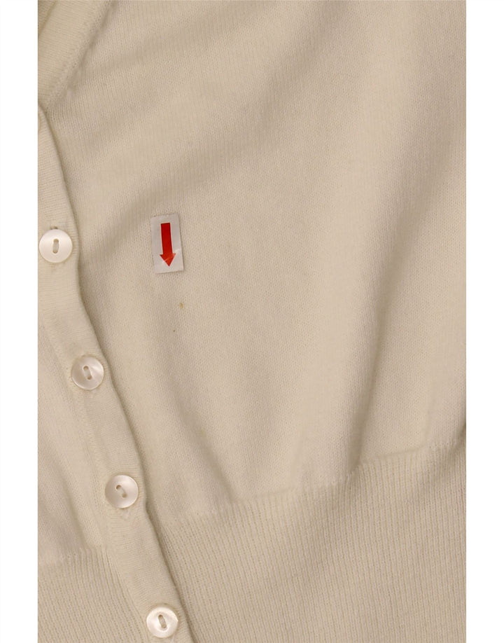 Γυναικείο πουλόβερ MONSOON 3/4 μανίκια ζακέτα UK 12 μεσαίο λευκό βαμβακερό