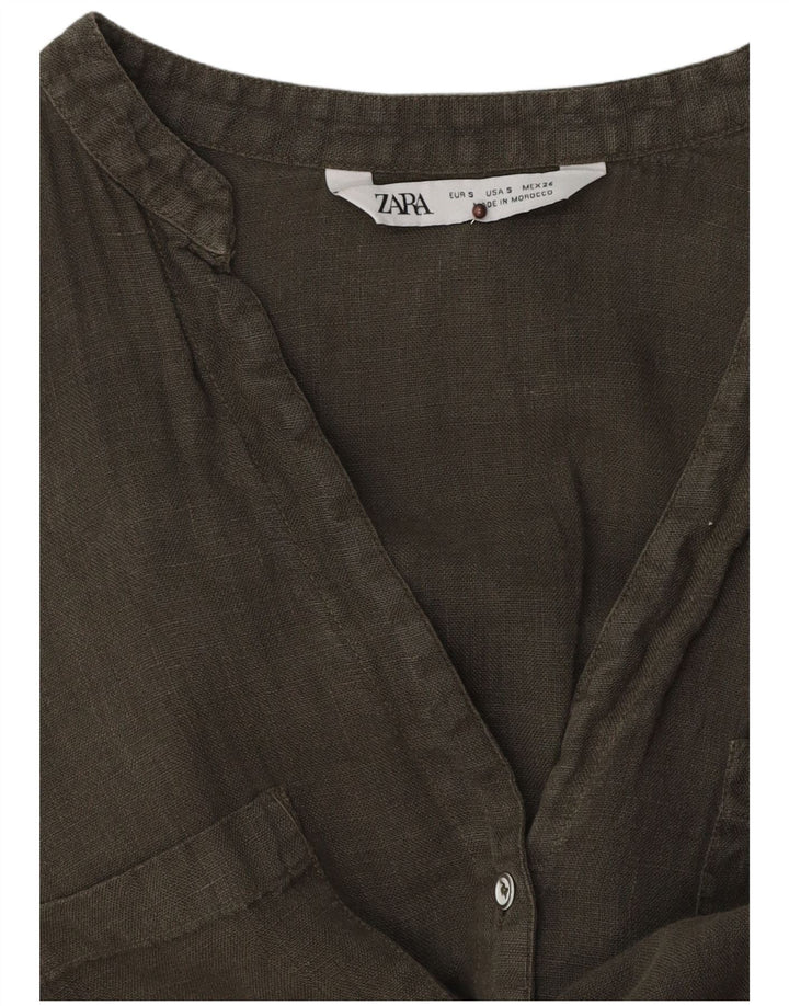 Zara Γυναικείο πουκάμισο Oversized Μπλούζα UK 10 Small Khaki