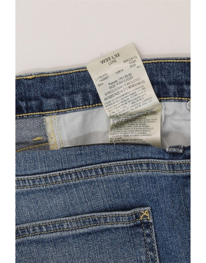 Lee Mens Luke Slim Jeans W33 L32 Blue Cotton